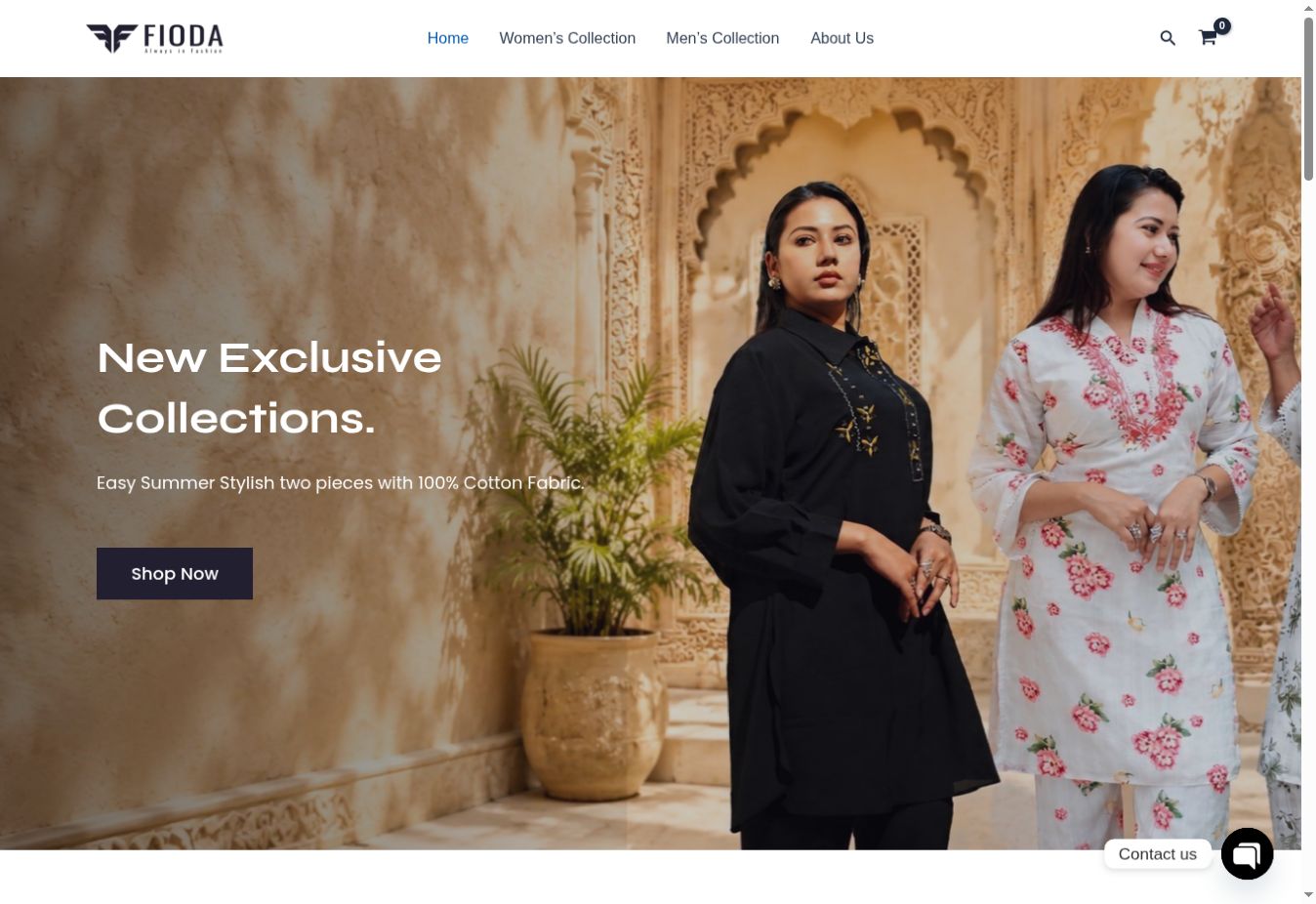 FIODA WordPress website homepage preview